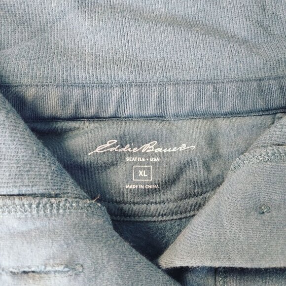 Eddie Bauer‎ Womens XL Blue Button Front Jacket High Neck Casual Layering Winter - Picture 3 of 11